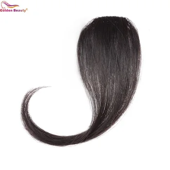 

10-12inch Natrual Front Neat Synthetic Middle Part Bangs Clip-in Hair Extensions Fake Fring for Women Golden Beauty