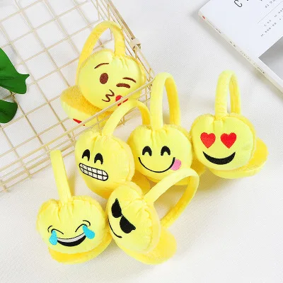 1 шт. наушники зимние плюшевые маленькие желтые люди Emoji повязка на голову наушники модные смайлики теплые регулируемые наушники