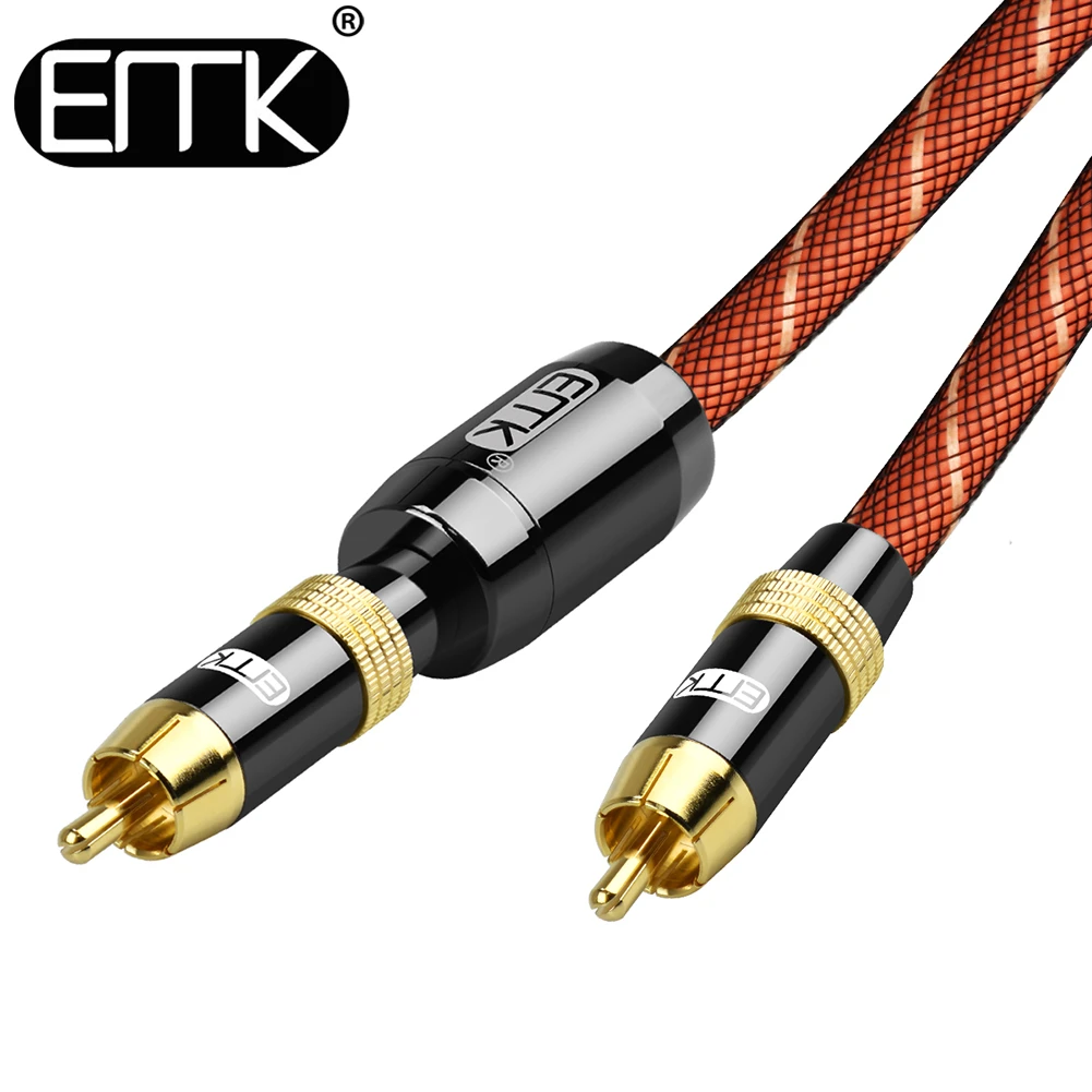 EMK® Cable de audio coaxial digital de subwoofer, cable RCA a RCA, doble  blindado, chapado en oro, naranja (3 pies/3.3 ft)