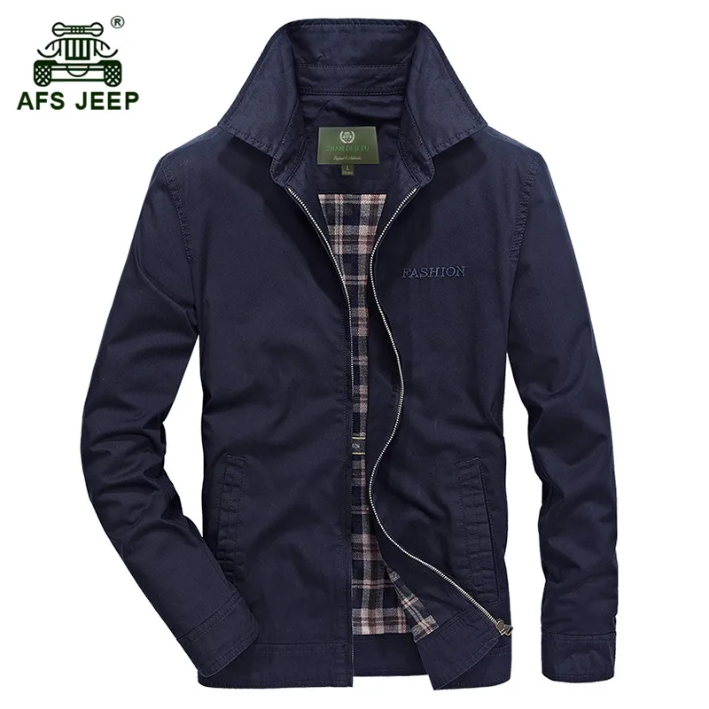 AFS JEEP, Европейское мужское осеннее повседневное Брендовое пальто среднего возраста из хлопка, армейское зеленое пальто, Мужская весенняя куртка цвета хаки, черные и синие пальто