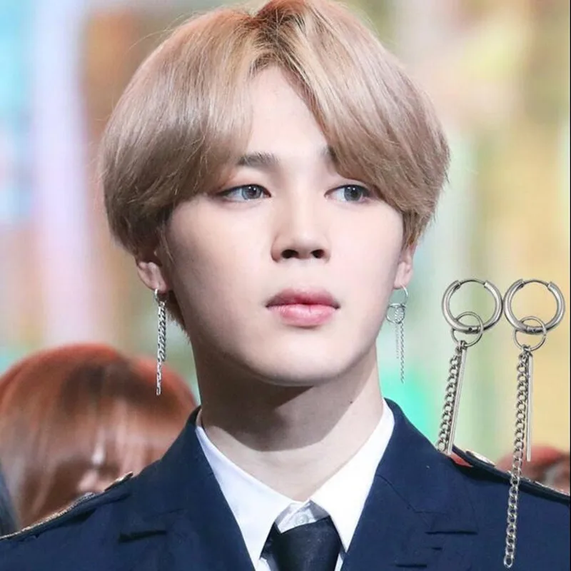 1 PCS Stainless steel Tassel Earrings BTS JIMIN Stud Earrings Korean