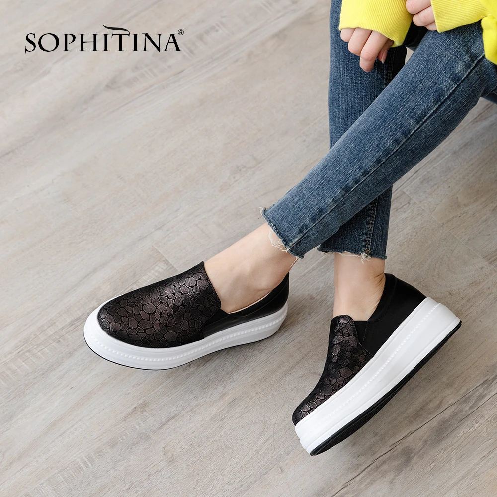 SOPHITINA/Высококачественная женская обувь из натуральной кожи на сплошной подошве, которые предпочитают комфорт; Резины на двух сторонах позволяют регулировать ширину изделия; Лоферы для повседневной носки; SO111
