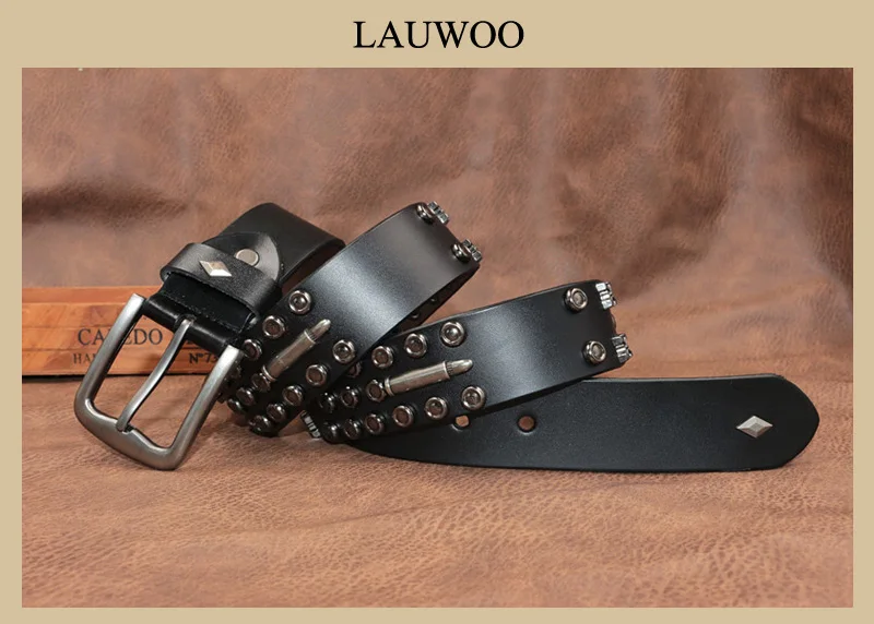 LAUWOO бренд Роскошный ремень с пряжкой индивидуальный панк ремень металлические части действительно кожаный тренд дизайнеры для cinto masculino couro