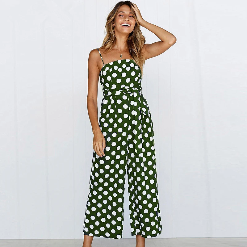 polka dot strapless jumpsuit