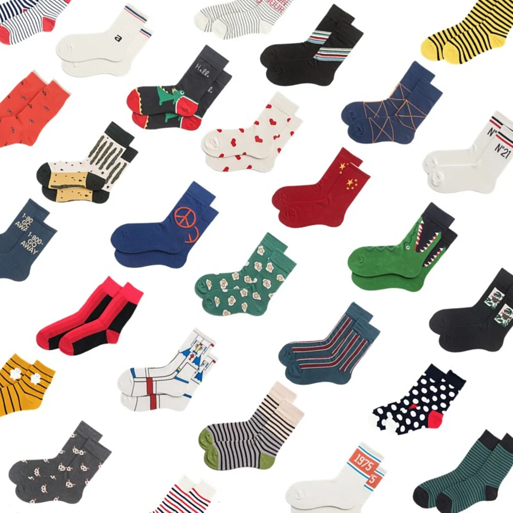 

Men's socks Women funny casual striped digital letters cartoon pattern cotton socks happy socks trend wild fashion cute socks