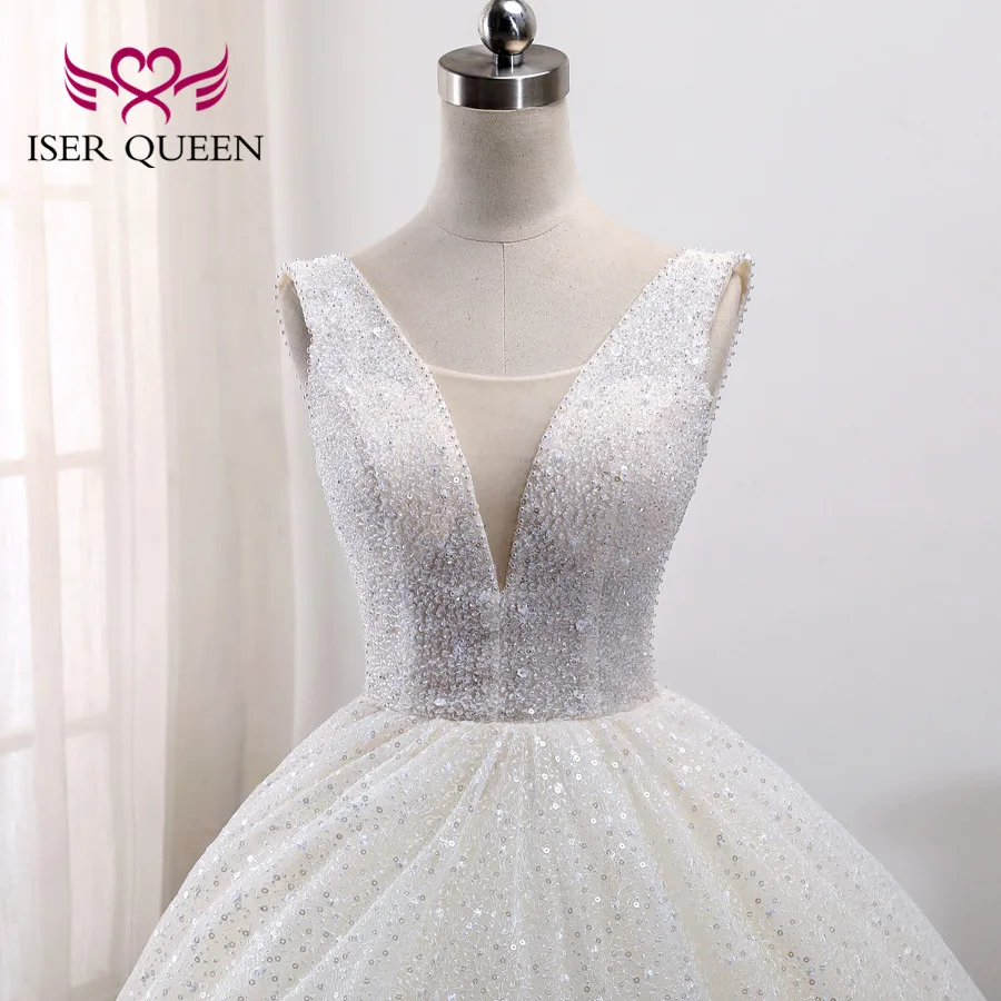 Новое поступление, свадебное платье с кристаллами, бисером, арабское, дубайское, качественное, без рукавов, размера плюс, кружевное свадебное платье es WX0009
