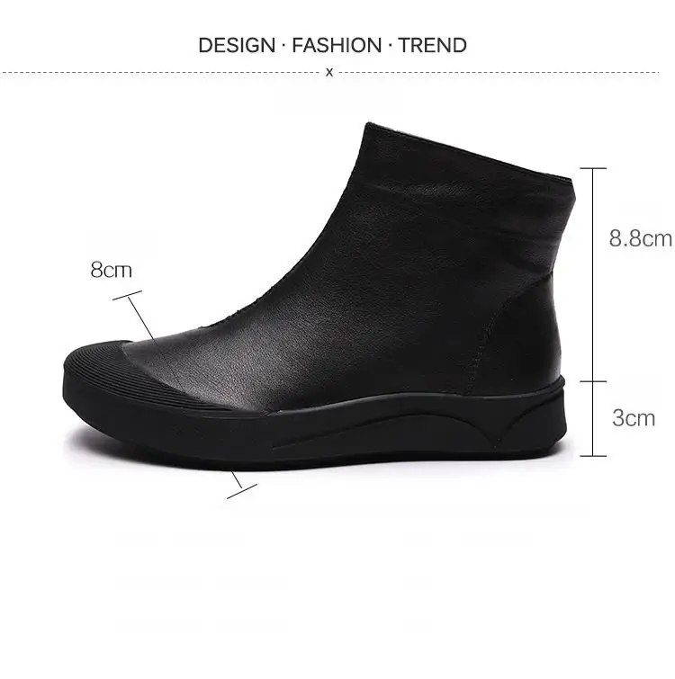 GKTINOO/Модная женская обувь ручной работы; ботильоны из натуральной кожи; винтажная женская обувь на плоской подошве; ботинки с круглым носком на меху