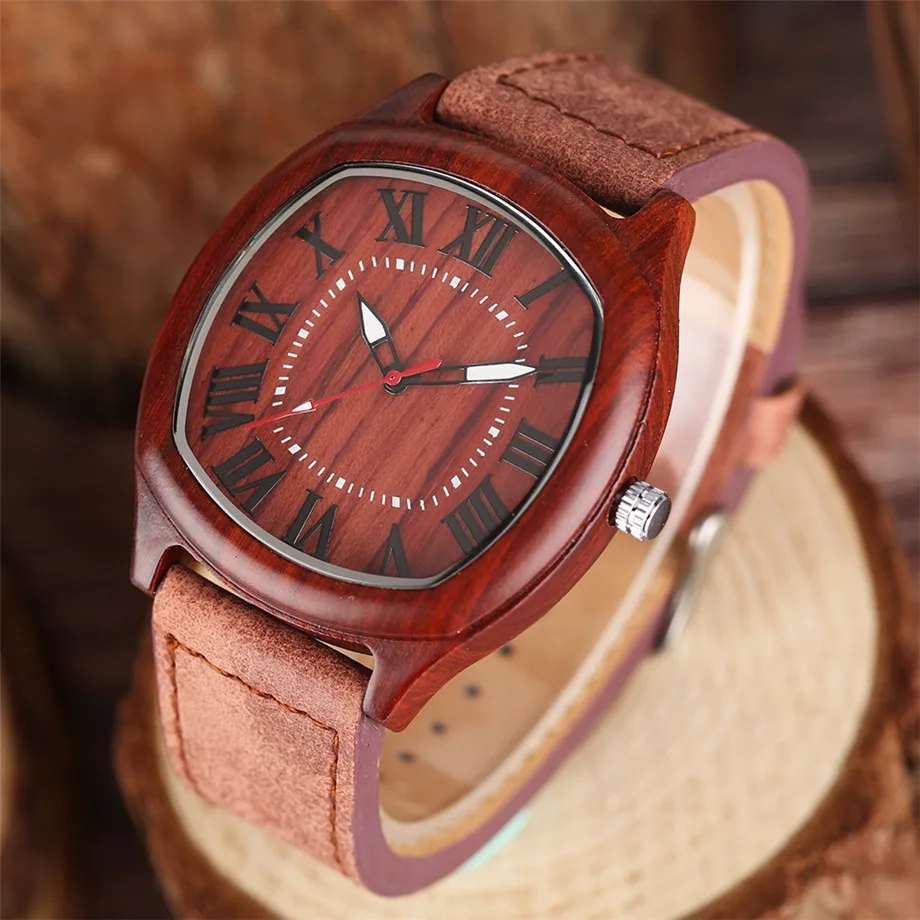 YISUYA Bamboo Wooden Watches Mens Creative Wood Wristwatch Analog Quartz Leather Vintage Roman Numerals Fashion Unique Clock Gifts Sport Casual Watch (21)