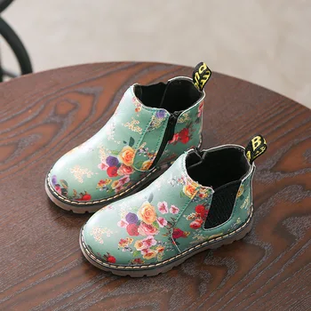 

Girls boots 2018 New Autumn Print Flower Fashion Martin boots children shoes for girl warm boots kids snow boots toddler shoes