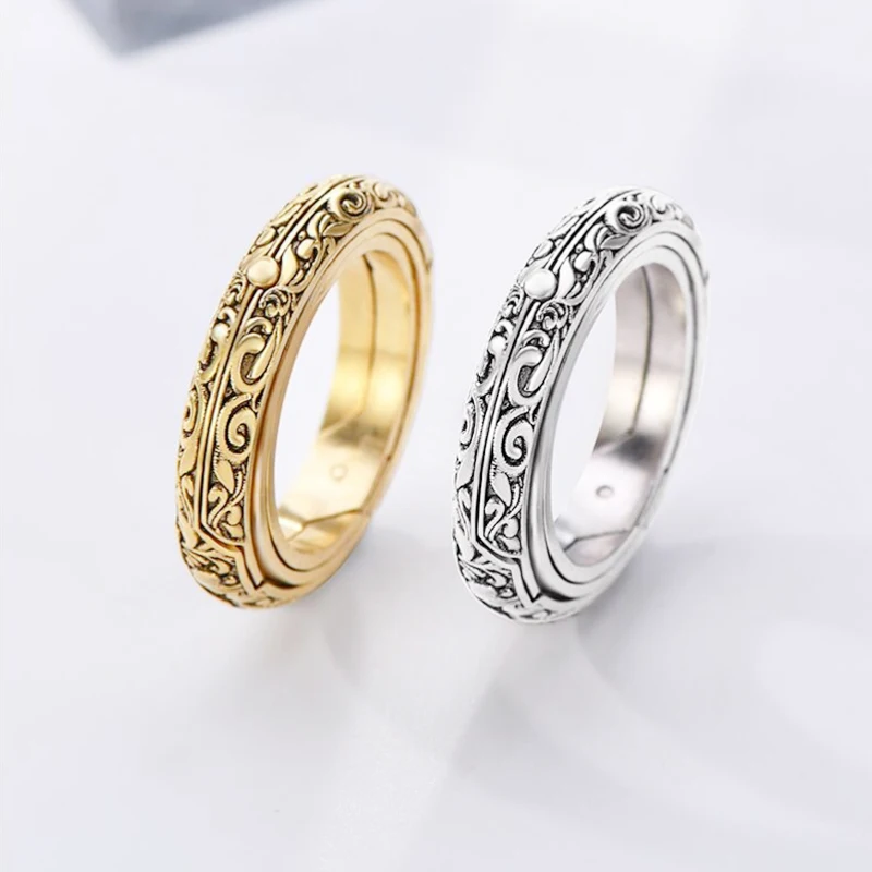 Silver Astronomical Ring for men women metal ball Creative Complex Rotating Cosmic Finger mood ring men fashion jewelry gifts
