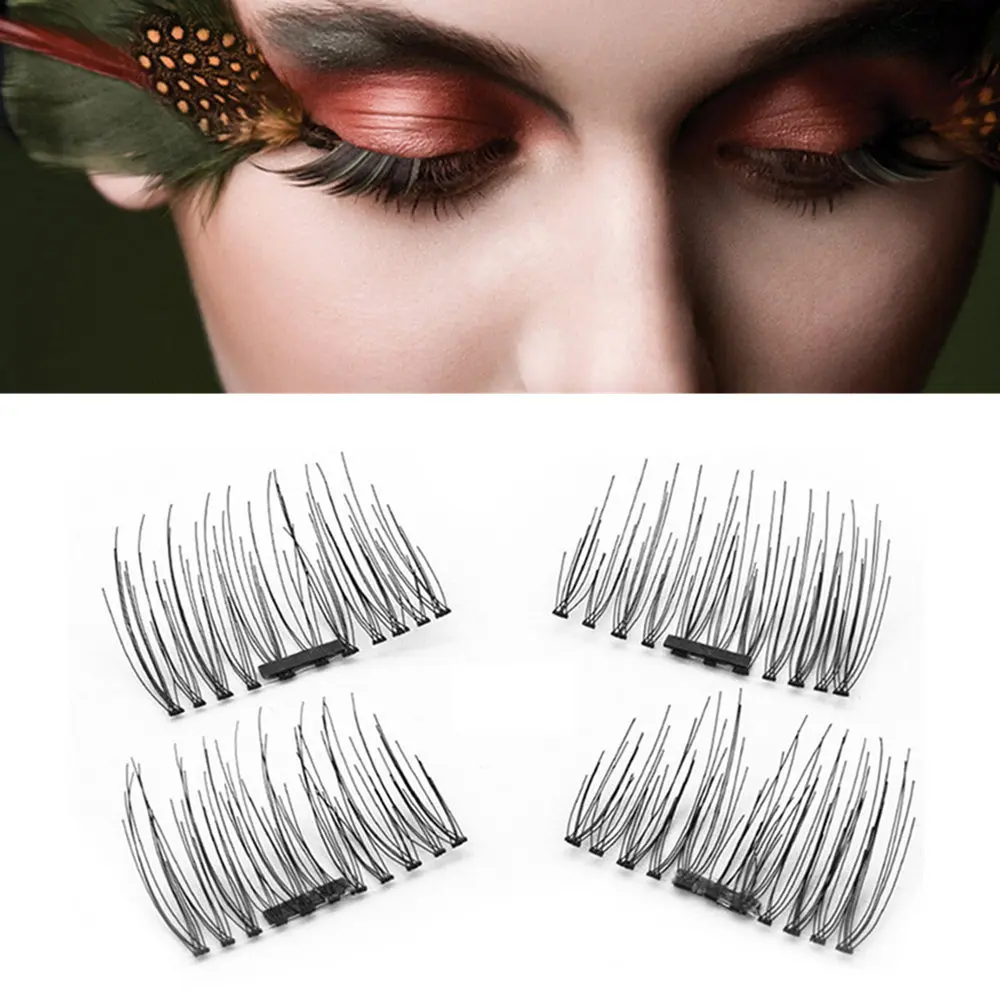 1Pair Fake Lashes 3D Magnetic Eyelashes Double Magnet False Makeup Extension Eyelash maquillage | Красота и здоровье