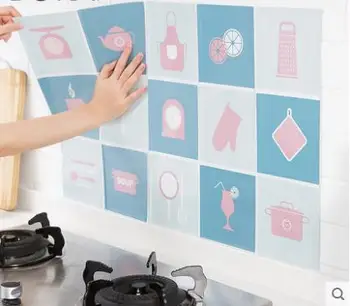 

Kitchen self-adhesive oil-proof stickers range hood oil-proof waterproof tile wall stickers home cabinet stove wallpaper