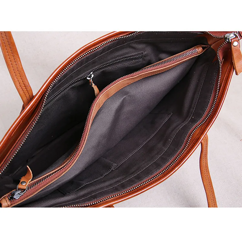 AETOO Leather handbag big bag first layer cowhide simple tote bag soft leather retro art large capacity shoulder shopping bag