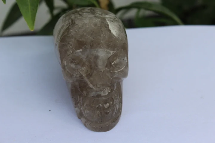 

440g Natural black hair crystal, quartz crystal skull to heal