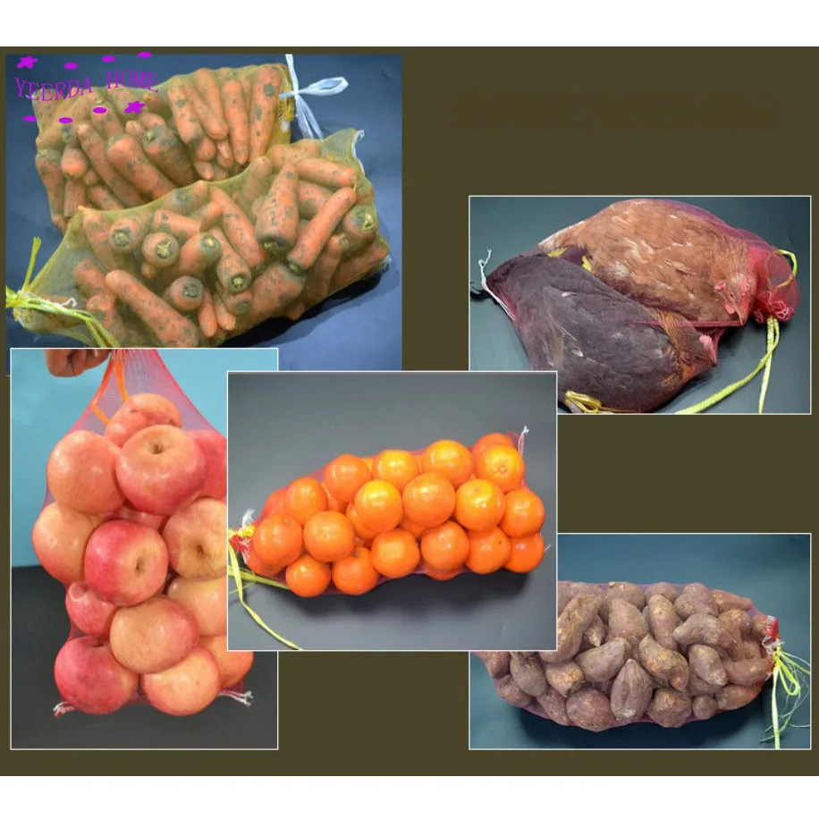

50PCS Big size red fine mesh yarn pockets of fruits and vegetables, the packing and shipping mesh bag gardening net