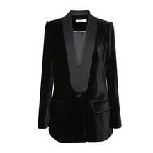 Высокое качество, Женский блейзер, весна-осень, женский,, атласный, шаль, воротник, измельченный бархат, свободный костюм, пальто, s m, edium-длинная верхняя одежда, s, m, l