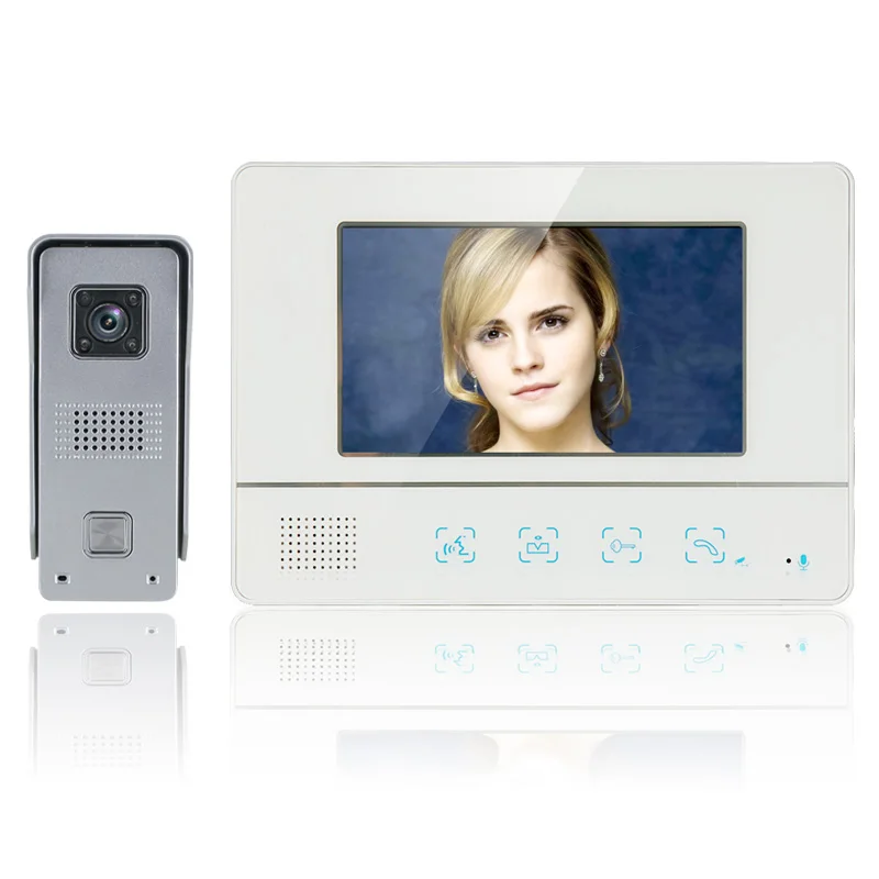 

Free Shipping 7 Inch TFT Color White Touch Key LCD Monitor Video Door Phone CMOS Night Vision Camera Doorbell Intercom system