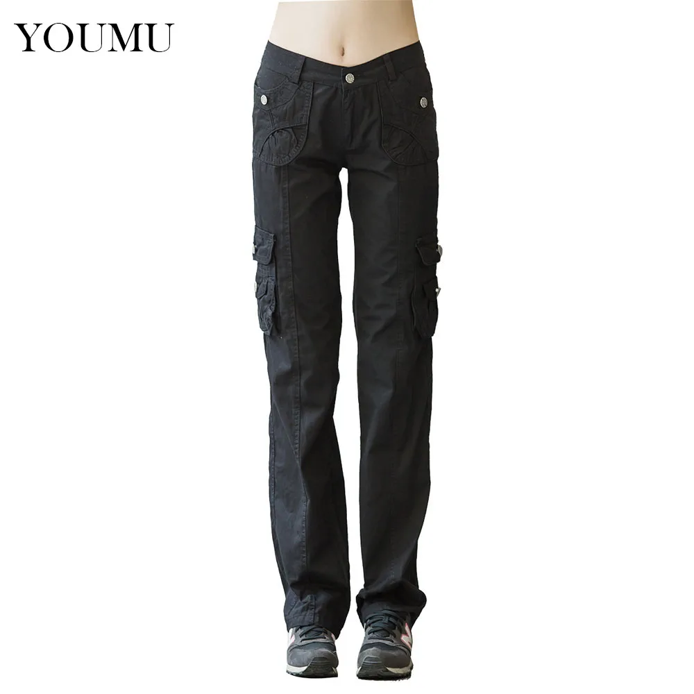 Women Lady Cargo Trousers Pants Straight Leg Military Casual Multi ...