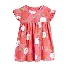 Jumping meter/летнее платье для маленьких девочек с рисунком яблока; дизайн; одежда с короткими рукавами; новые модные детские платья принцессы; От 2 до 7 лет