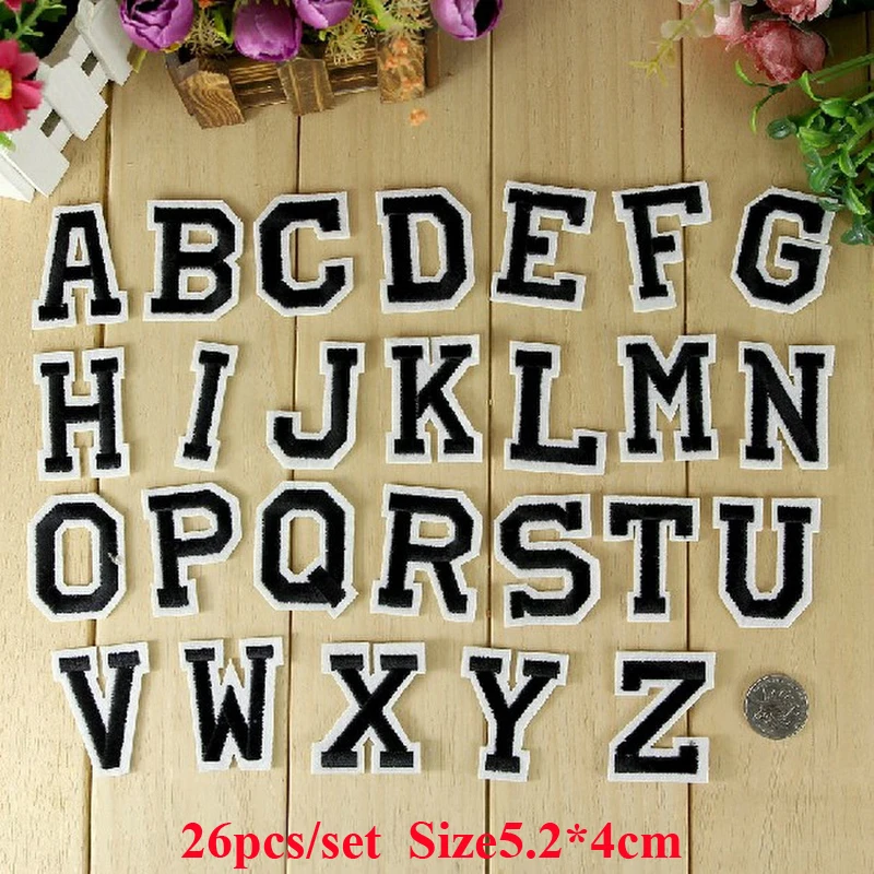 26pcs parches bordados Alphabet Embroidery Patches For Clothing Patch