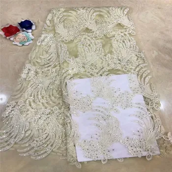 

Cassiel African Lace Fabric 2019 High Quality French Tulle Lace Fabric With Sequins Nigerian Net Lace For Women Dress