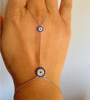 

2017 factory wholesale disco evil eye charm rose gold silver color turkish evil eye hand bracelets,fashion bracelet with ring