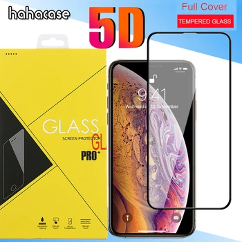 

500pcs 5D Curved Full Cover Tempered Glass For iPhone 11 Pro Max XS XR X 8 7 6 6S Plus Anti-Scratch Toughen Protective With Box