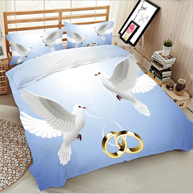 

Flying pigeons in the air 3d effect photo bed linen can be customized photo pattern