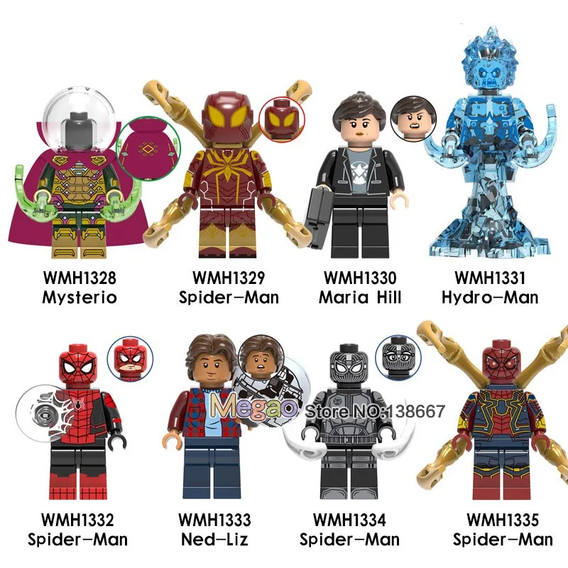 

Marvel Spiderman Far From Home Spider-Man Mysterio Peter Parker Maria Hill Ned Liz Hydro-Man Nick Fury Building Blocks Toys Gift