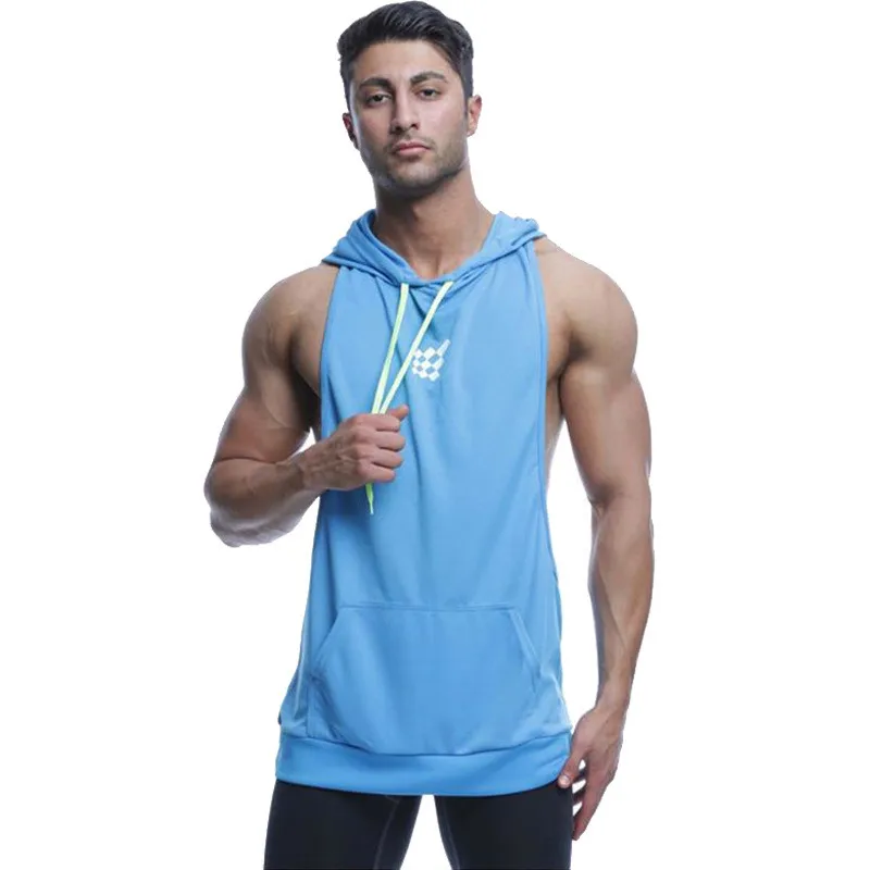 

Men's Summer Mesh Breathable Brand Men's Print Gym Stringer Vest Bodybuilding Clothing Fitness Men's Hooded Sleeveless Vest Top