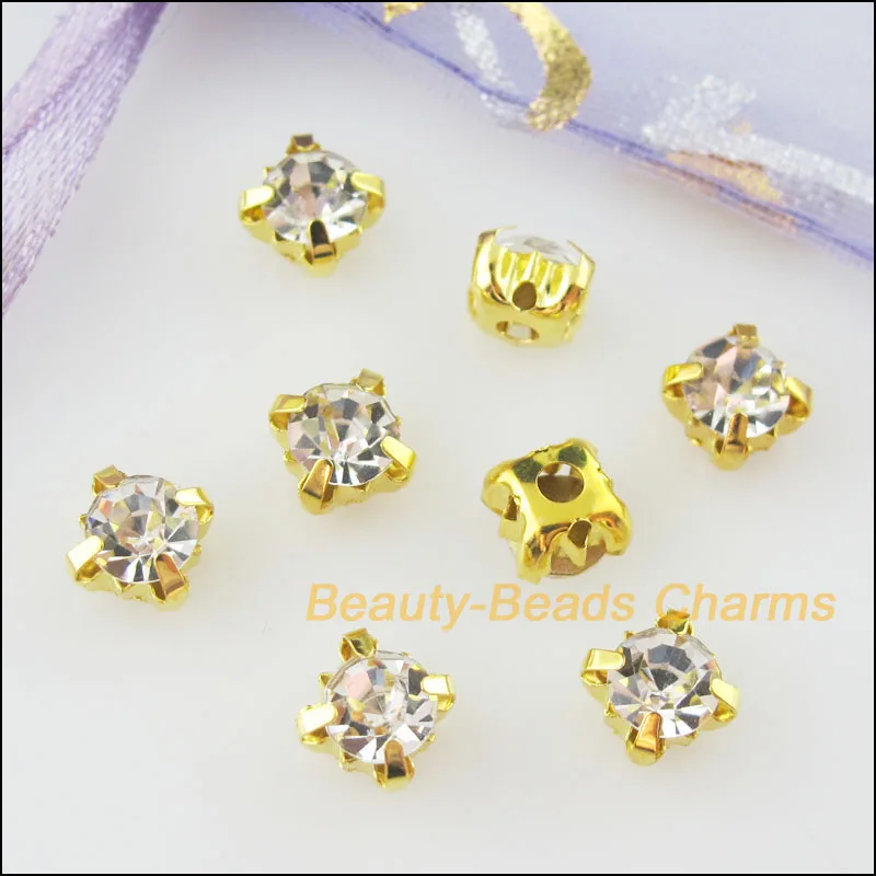 

20Pcs Loose Crystal Handmade Sew on Claw Rhinestone White Gold Plated 8mm