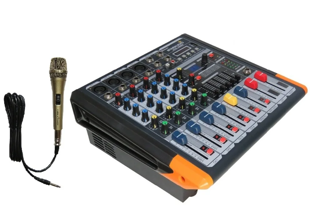 

STARAUDIO Professional Effects 4 Channel 2000W Amplifier Power Console USB BT Mixer W/1 Wired Handheld Microphone SMX-4000B