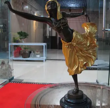 

Western Art Decor Copper Bronze Marble Base Figurine Dancer Statue Sculpture