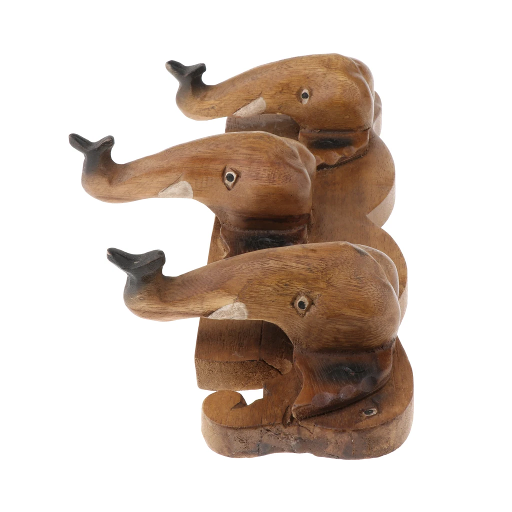 Handmade Creative Wooden Elephant Head Wall Mounted Trunk Hook Hanger Home Decoration