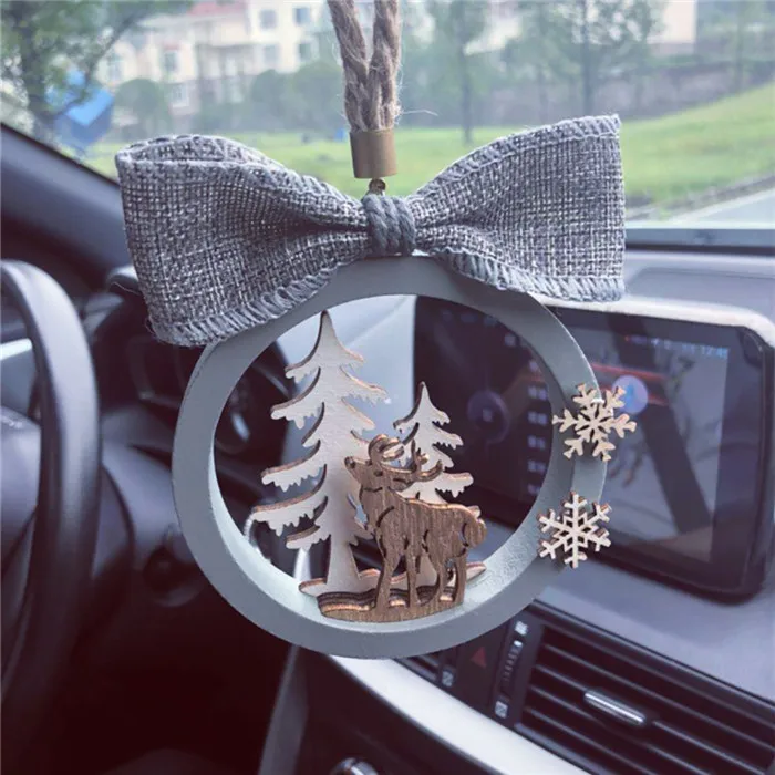 Single Deer Автомобильный подвесной резьба по дереву олень дерево украшение в виде хлопьев снега декоративные подвески амулеты автомобильной Зеркало заднего вида украшение подарки - Название цвета: Single Deer