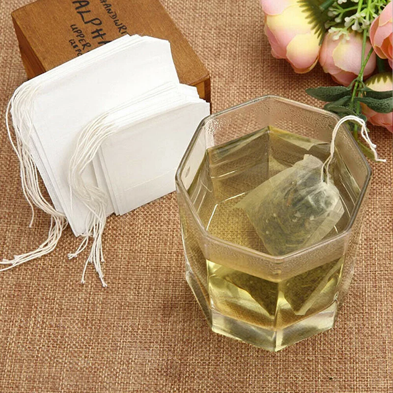 100 шт Одноразовые пустые чайные пакетики струны тепловое уплотнение фильтр бумага травяной листовой чай мешок белый дом горячий