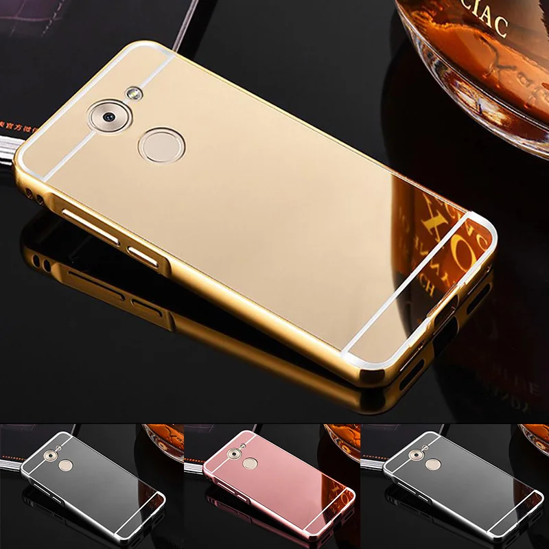 

For Huawei Enjoy 7 Plus Case Luxury Protective Gold Aluminum Mirror Back Cover Case For Huawei Y7 Prime capa