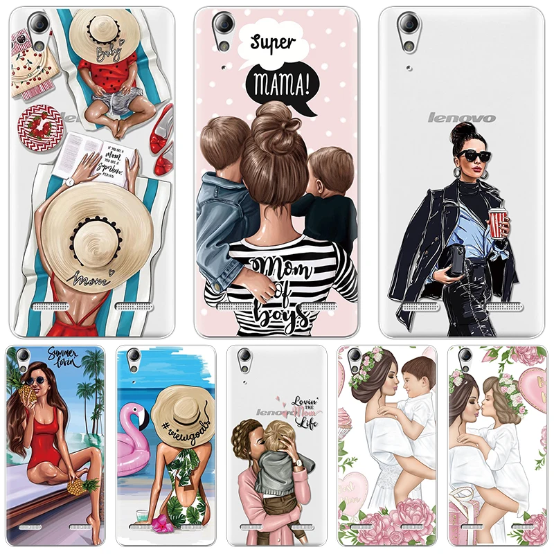 

Black Brown Hair Baby Mom Girl Coque For Lenovo K5 Pro Case For Lenovo Vibe Z5 K3 K6 K8 S5 P1M P2 P70 K9 Note S60 S90 Soft Case