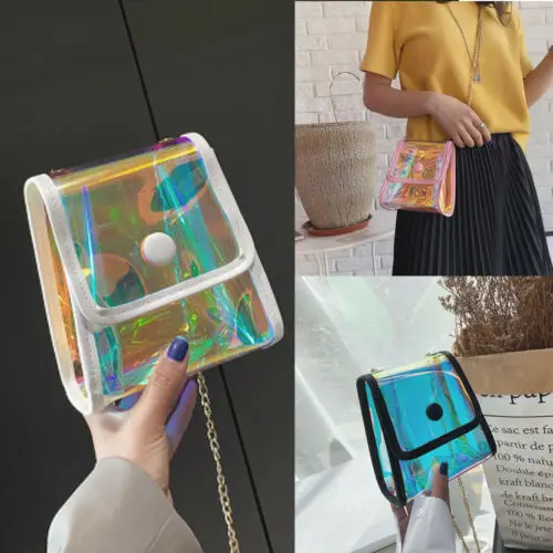 

Women Girl Clear Transparent Crossbody Bag Jelly Candy Shoulder Bag Handbag Mini