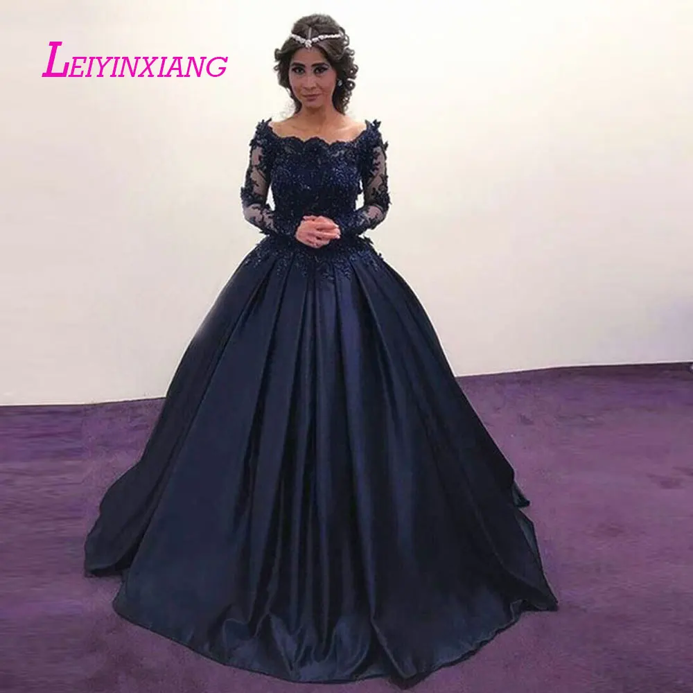 

LEIYINXIANG Beading Prom Dress Nuevo Vestido de Noche Largo Piso Longitud de La Sexy Ball Gown Appliques Full Lace Sweetheart