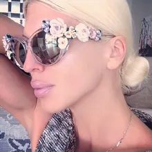 Цветочные солнцезащитные очки для женщин Кошачий Глаз Модные солнцезащитные очки UV400 женские летние пляжные очки с розами Oculos