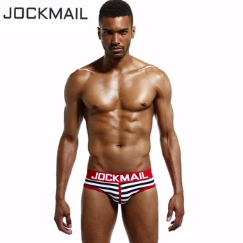 

JOCKMAIL Brand Men Cotton Breathable Briefs Striped Sexy U convex Mens Bikini Panties Mens Underwear Briefs