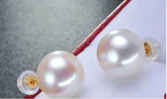 

Free shipping Beautiful! charming 10-11mm south sea round 100% Natural white pearl earring