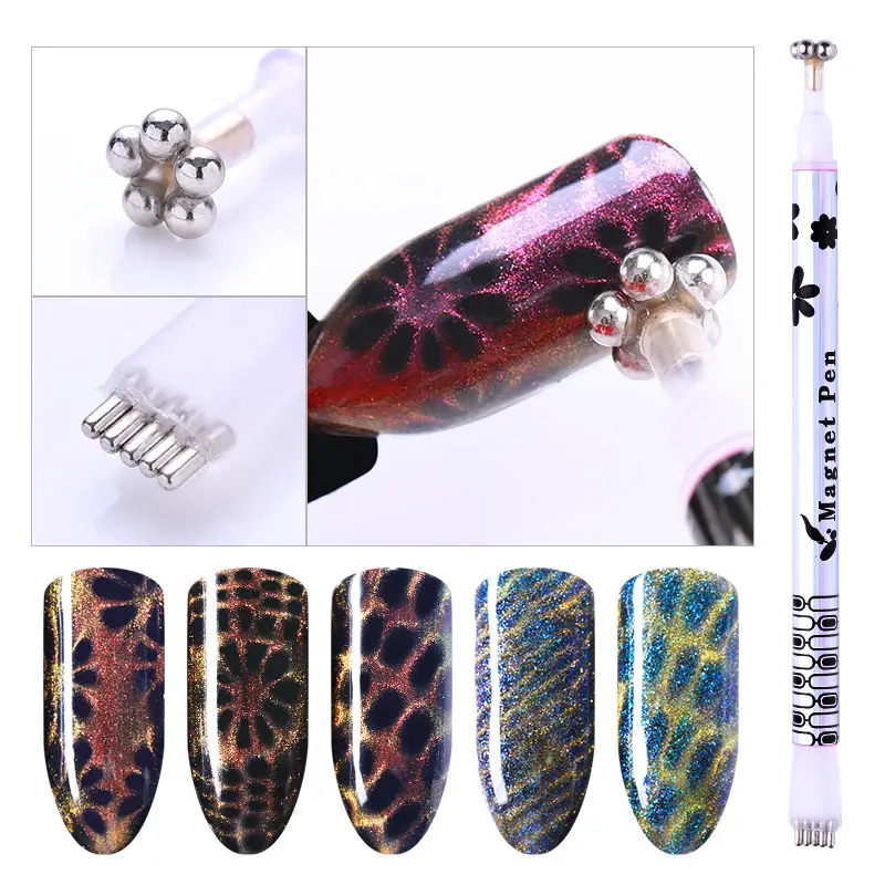 

1 Pc Dual-ended Cat Eye Magnetic Stick Flower Strip Pattern For UV Gel Magnet Slice Board Manicure Nail Art Tool