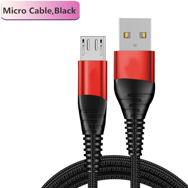 Олаф 2.4A Micro usb кабель 3 м 2 м 1 м нейлоновый плетеный кабель для синхронизации данных и быстрой зарядки для xiaomi Redmi Note 7 5 samsung huawei Microusb - Цвет: Black