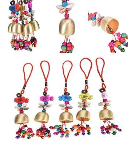 1 Bell Fish Pendant Feng Shui Wind Chimes For Home Decor Copper Windchimes Pentagon Pavilion Money Drawing Yard Garden Outdoor