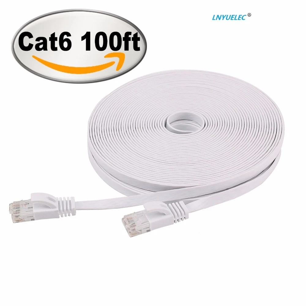 猫6フラットイーサネットケーブル100 Ft高速イーサネットパッチケーブルでsnagless Rj45コネクタの100フィート白 30メートル Aliexpress