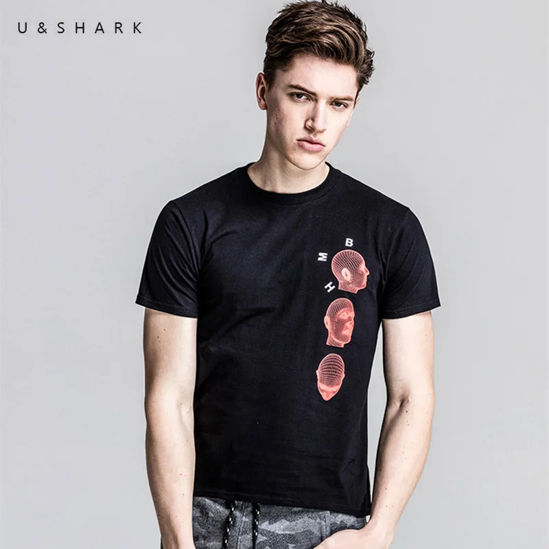

U&SHARK 2018 Street Style Print T Shirts Men Summer Tops Tees Short Sleeve 100% Cotton Casual Basic Tshirts Male High Quality