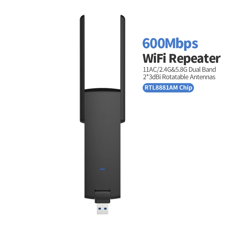 600Mpbs USB беспроводной повторитель двойная антенна мини WiFi маршрутизатор Диапазон