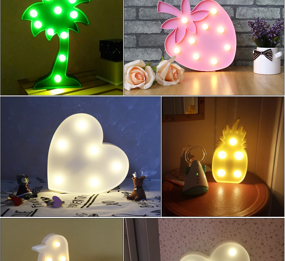 Cartoon LED Night Light Flamingo Pineapple Rabbit  (3)